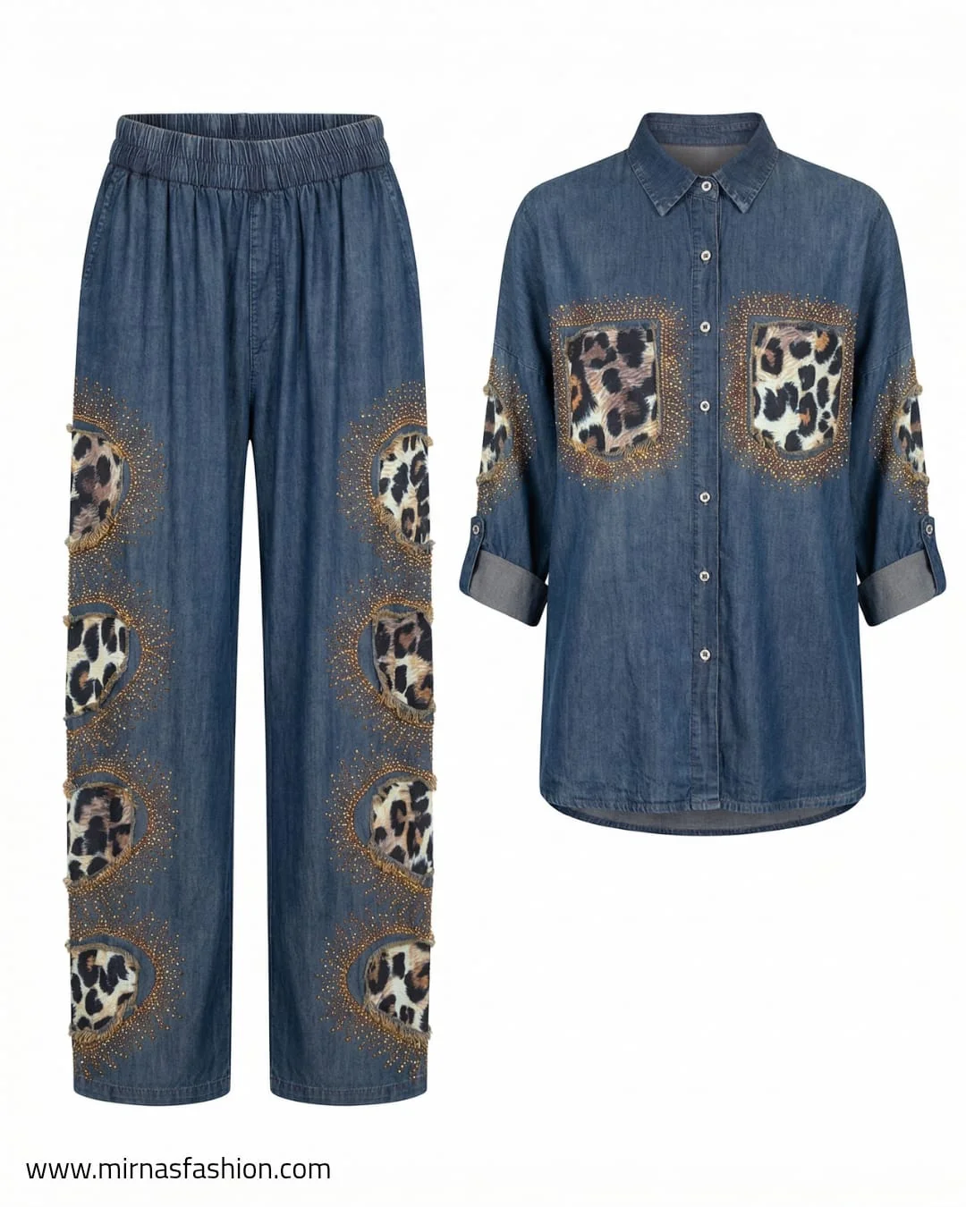 Leopard Patch Denim Co-ord Set