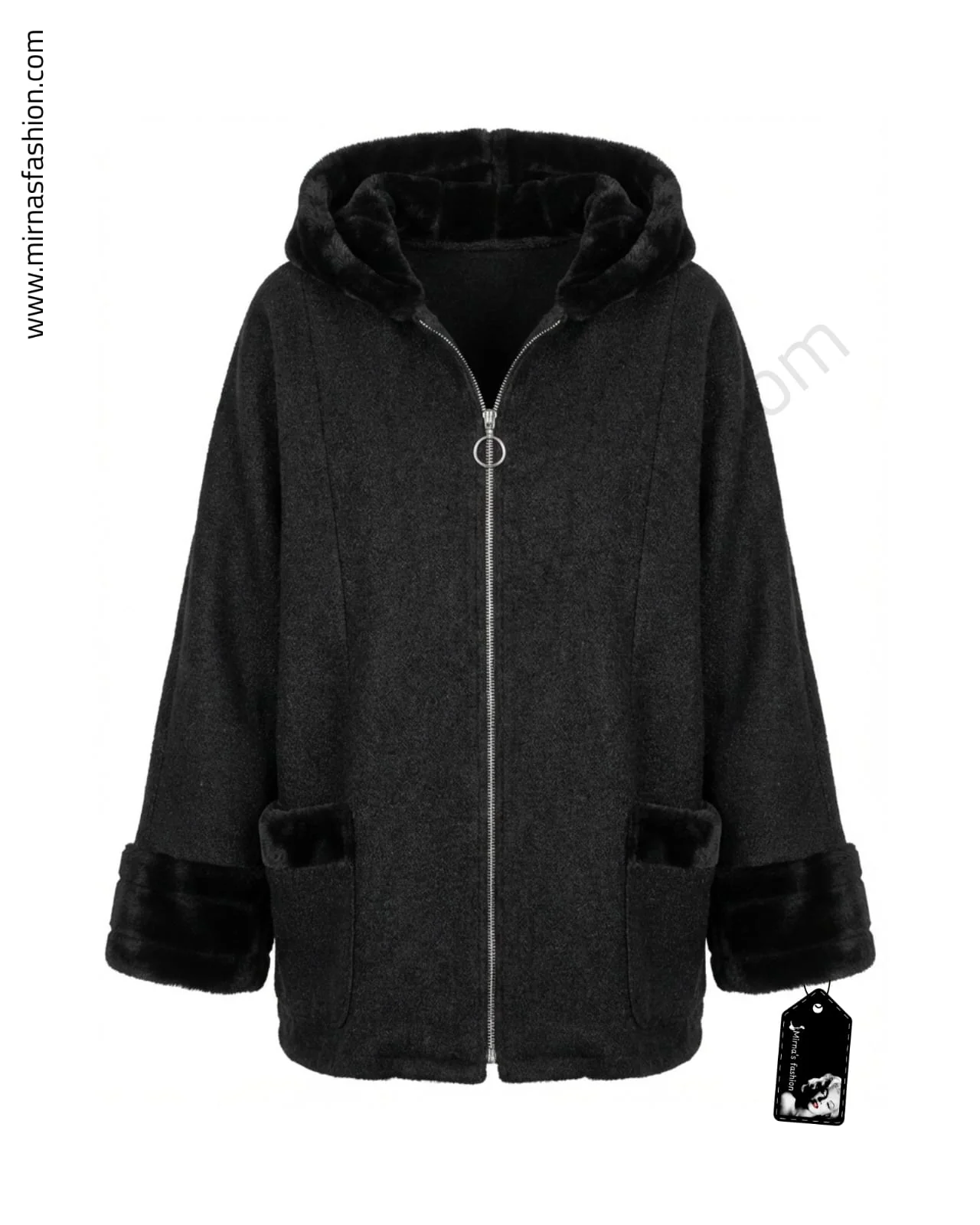 Faux-Fur Trim Hooded Jacket - Image 1