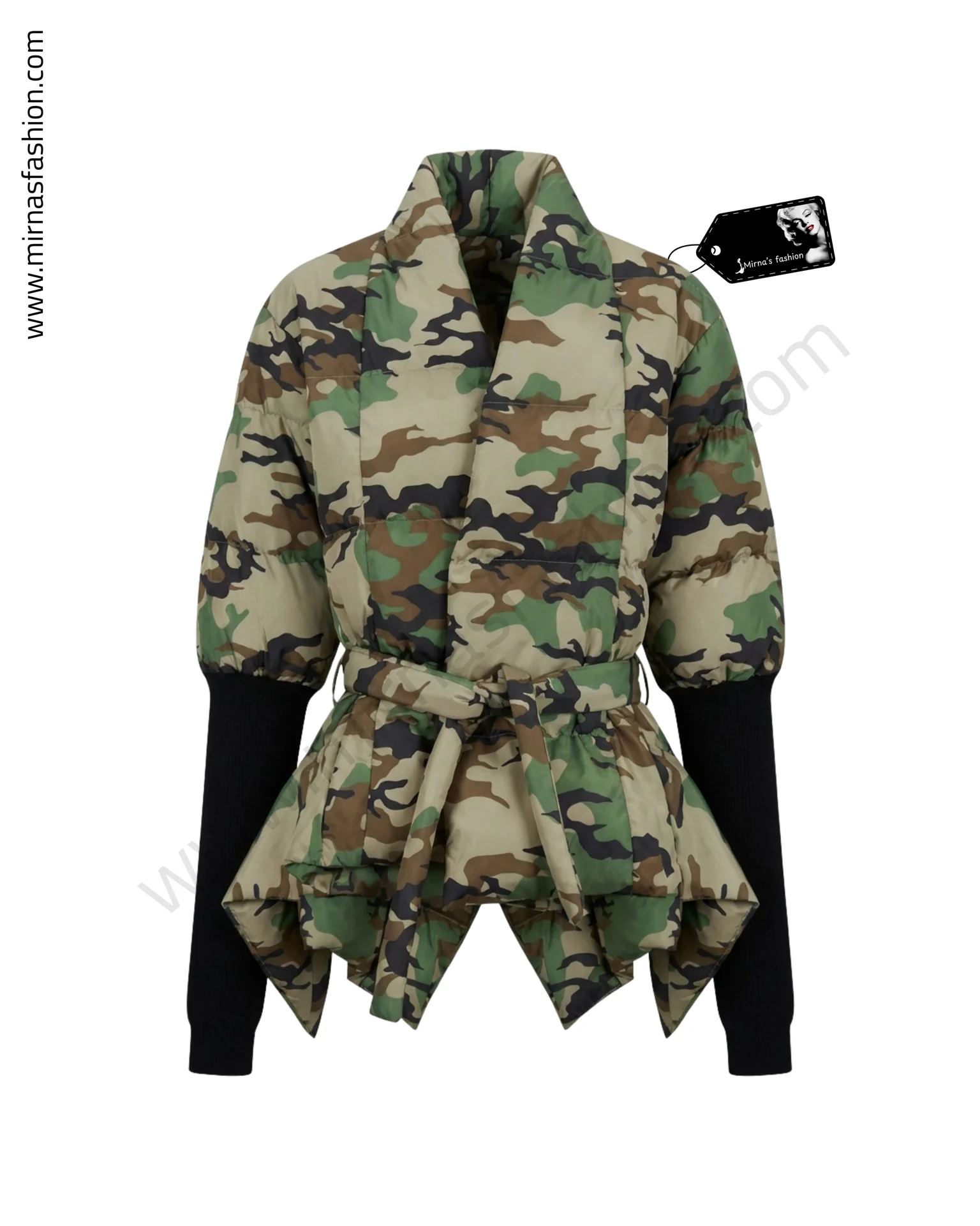  Camo Peplum Puffer Jacket - Image 1
