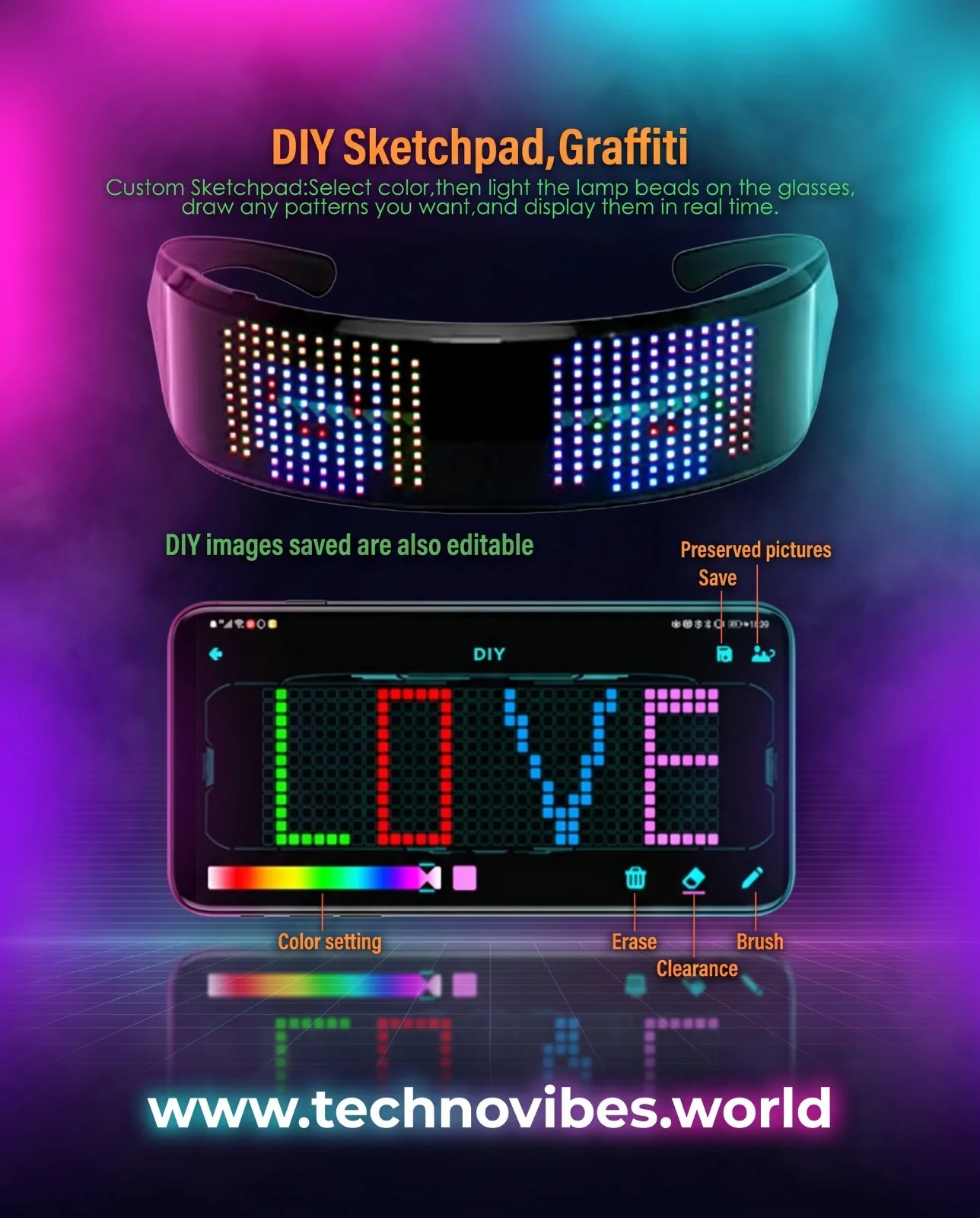 Cyber Matrix LED Visor Glasses