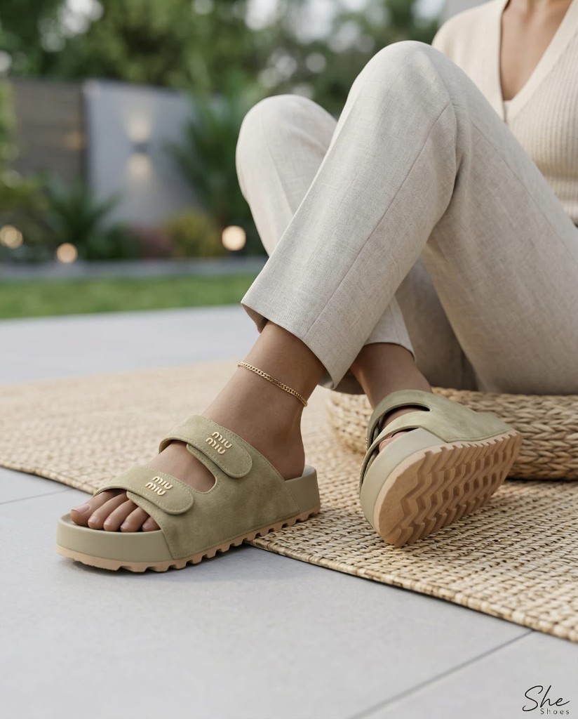 Double Strap Platform Slides - Image 1