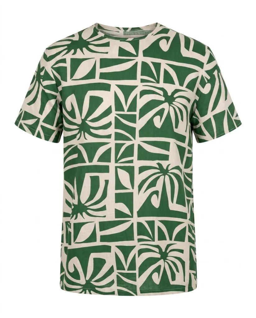 Abstract Green Palm Print T-Shirt