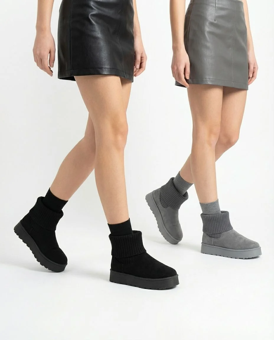 UGG Platform Knit-Cuff Mini Boots ​Short Description: - Image 1
