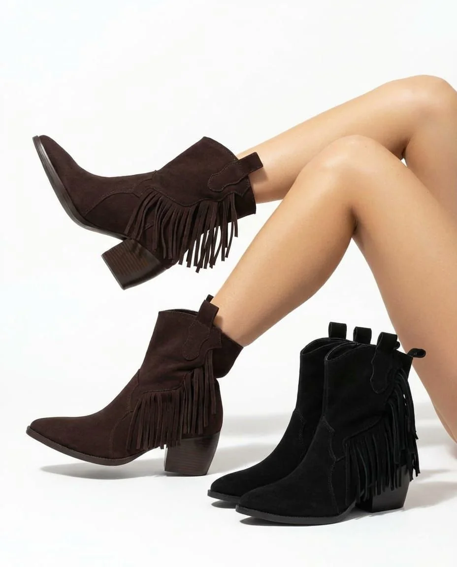 Gowest Fringe Western Ankle Boots - Image 1