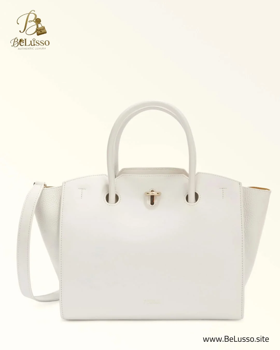 ❌️Sold out❌️Furla Genesi Medium Leather Tote Bag – Optic White - Image 1
