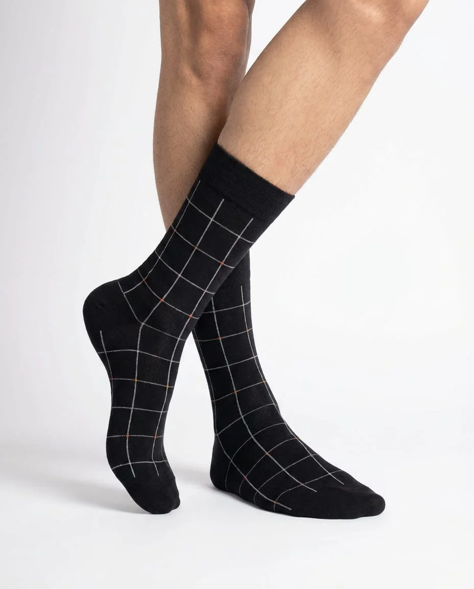 Egyptian Cotton Plaid Crew Socks - Image 1