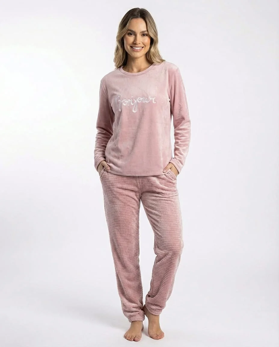 "Bonjour" Plush Fleece Lounge Set - Image 1