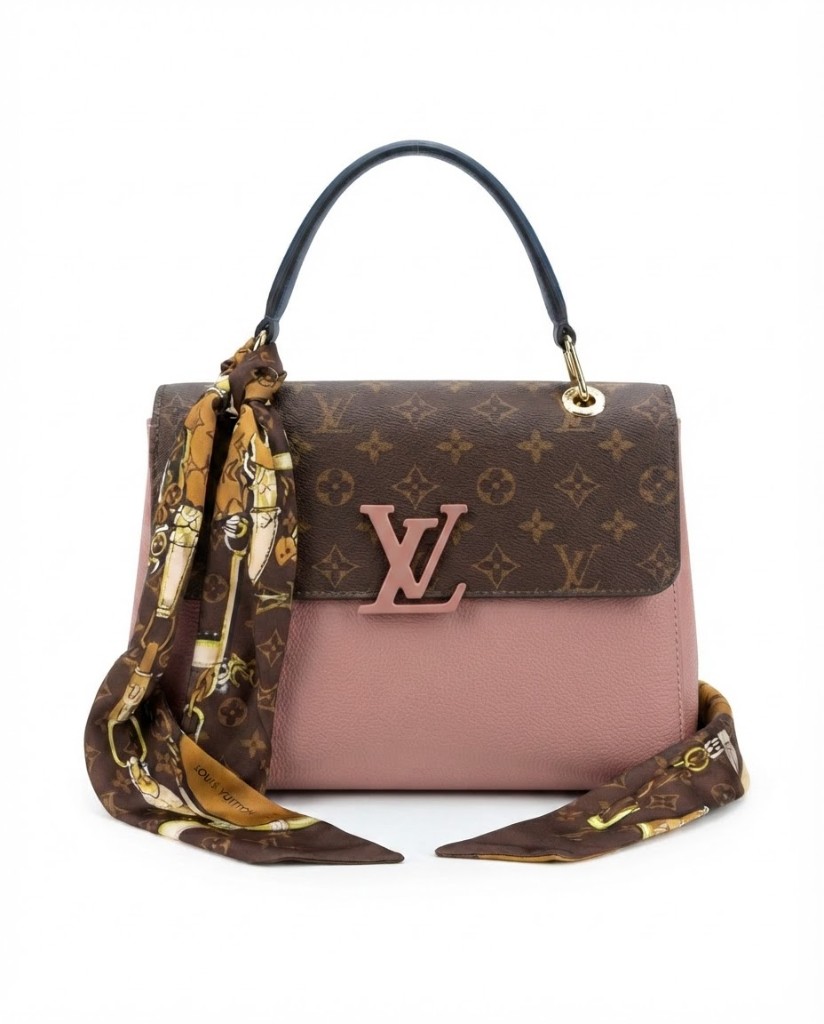 Monogram Flap Top-Handle Bag with Scarf — Pink - Image 1
