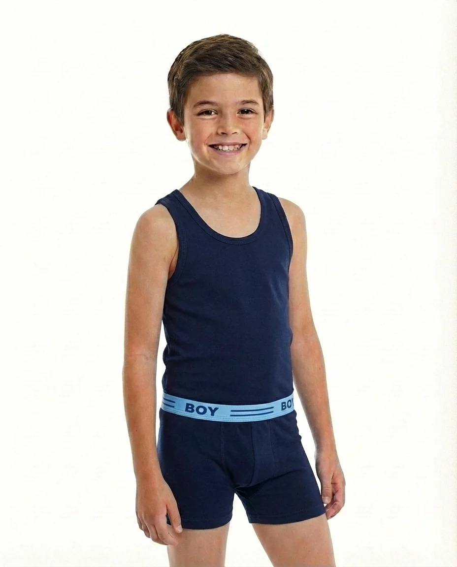Boys' Premium Egyptian Cotton Vest & Trunk Set - Image 1