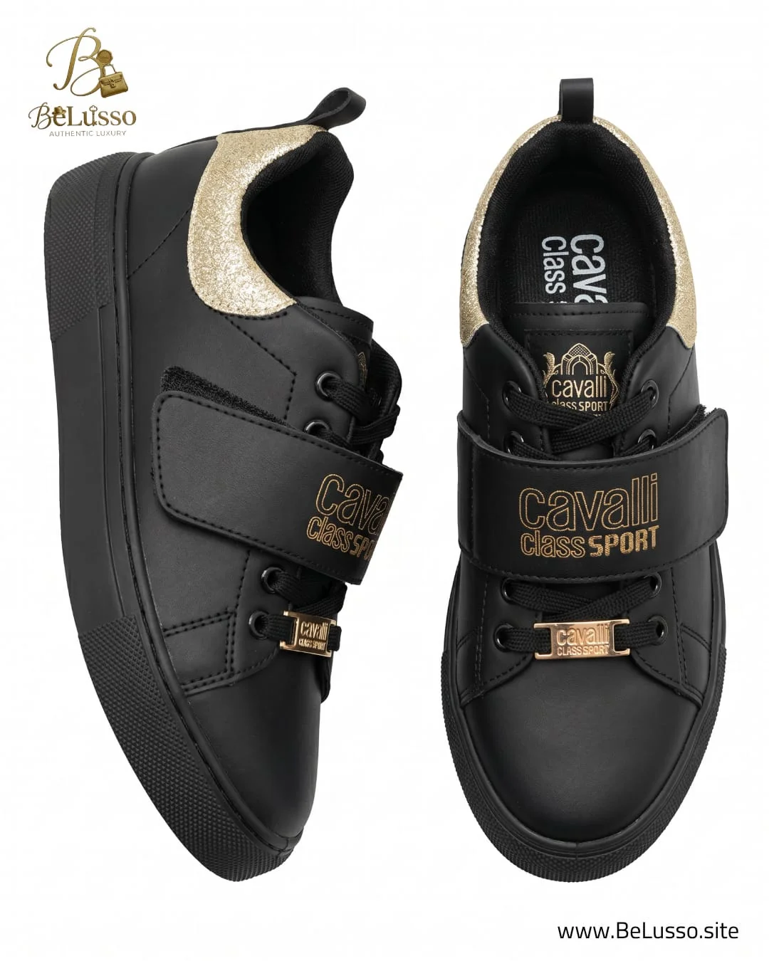 Cavalli Class Sport Gold-Heel Sneakers - Image 1