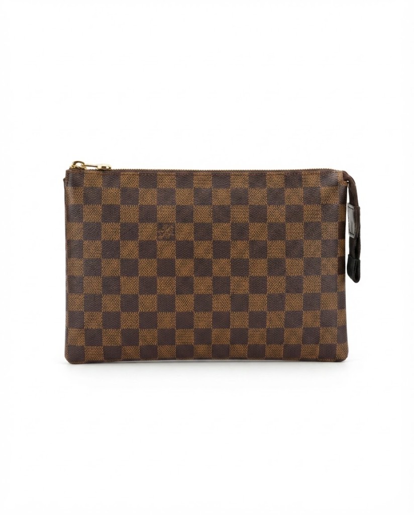 Checkerboard Zip Pouch — Brown - Image 1