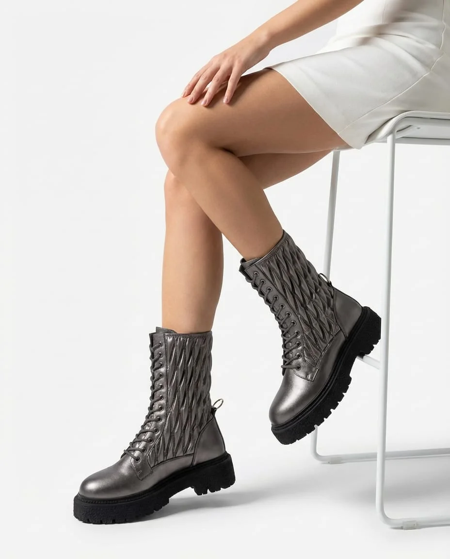 ​The Luna Quilted Combat Boot - Image 1
