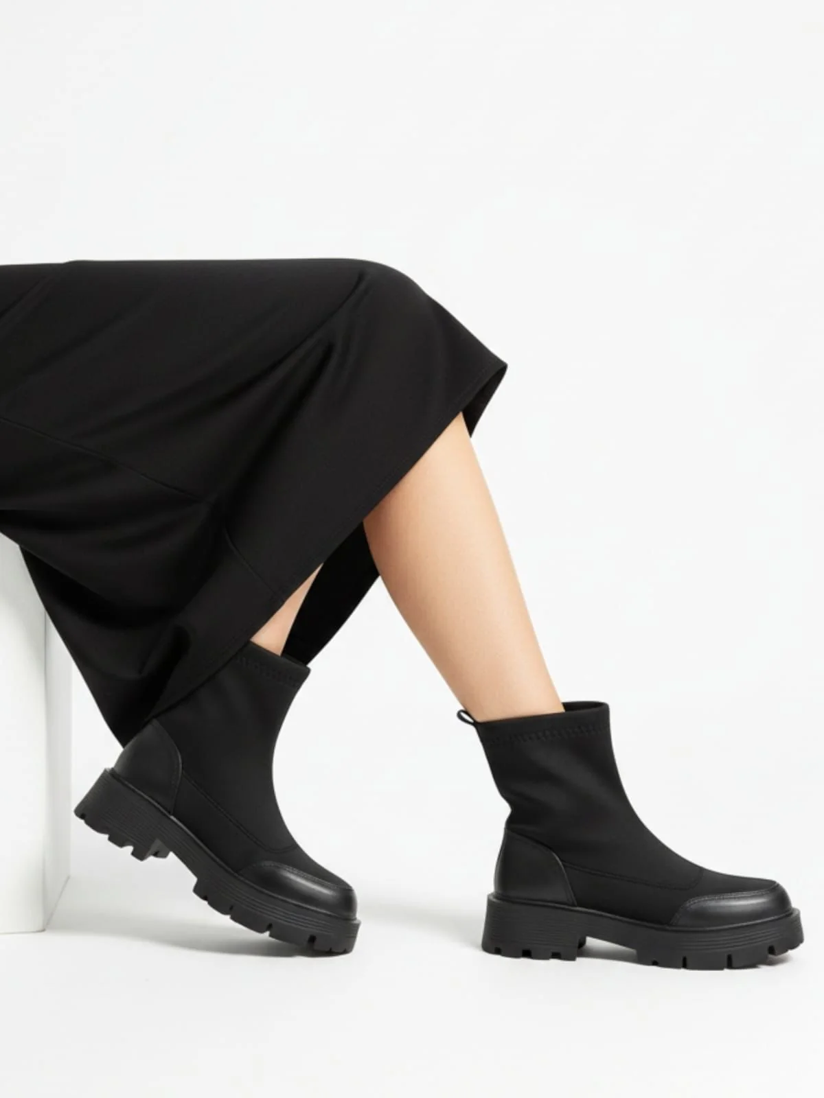 Matte Scuba-Stretch Demi Boot - Image 1