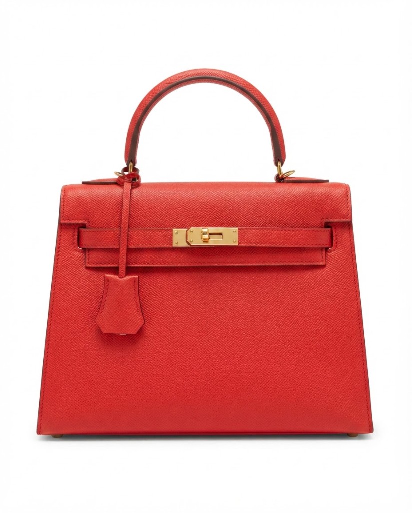 Structured Single Top-Handle Flap Bag — Red - Image 1