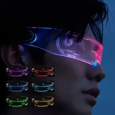 Flash LED Glasses Frame, Cyberpunk HUD Luminous Visor