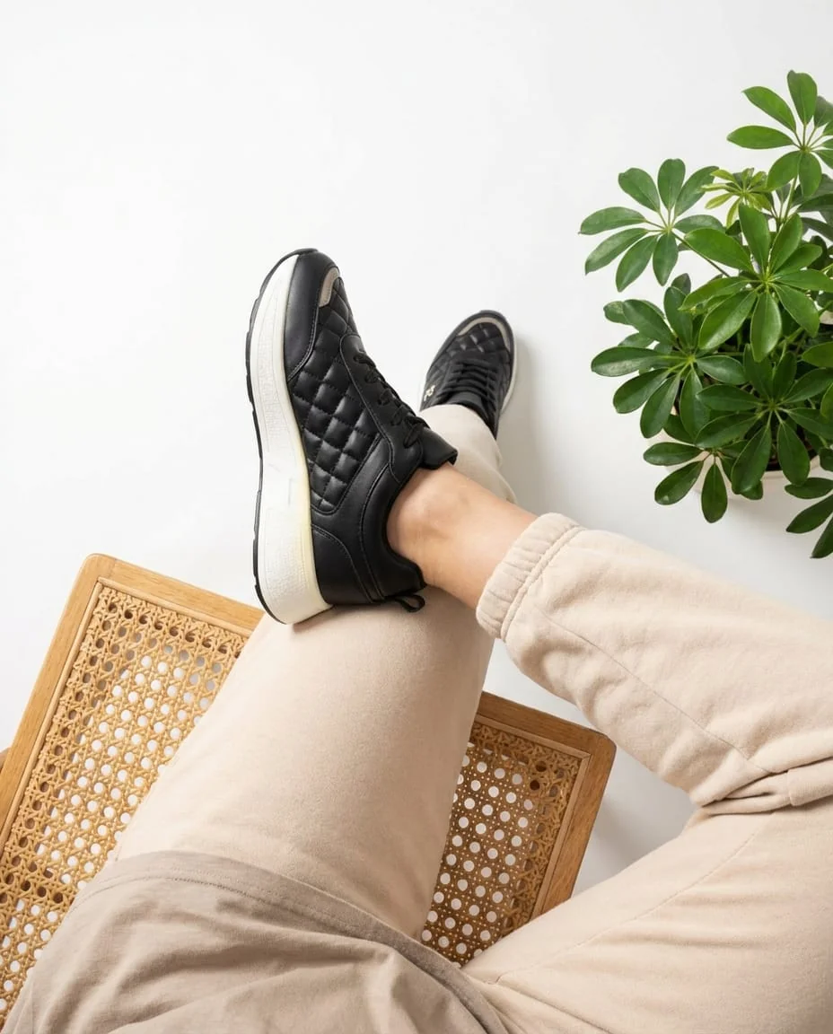 Quilted Leather Platform Sneaker - Image 1