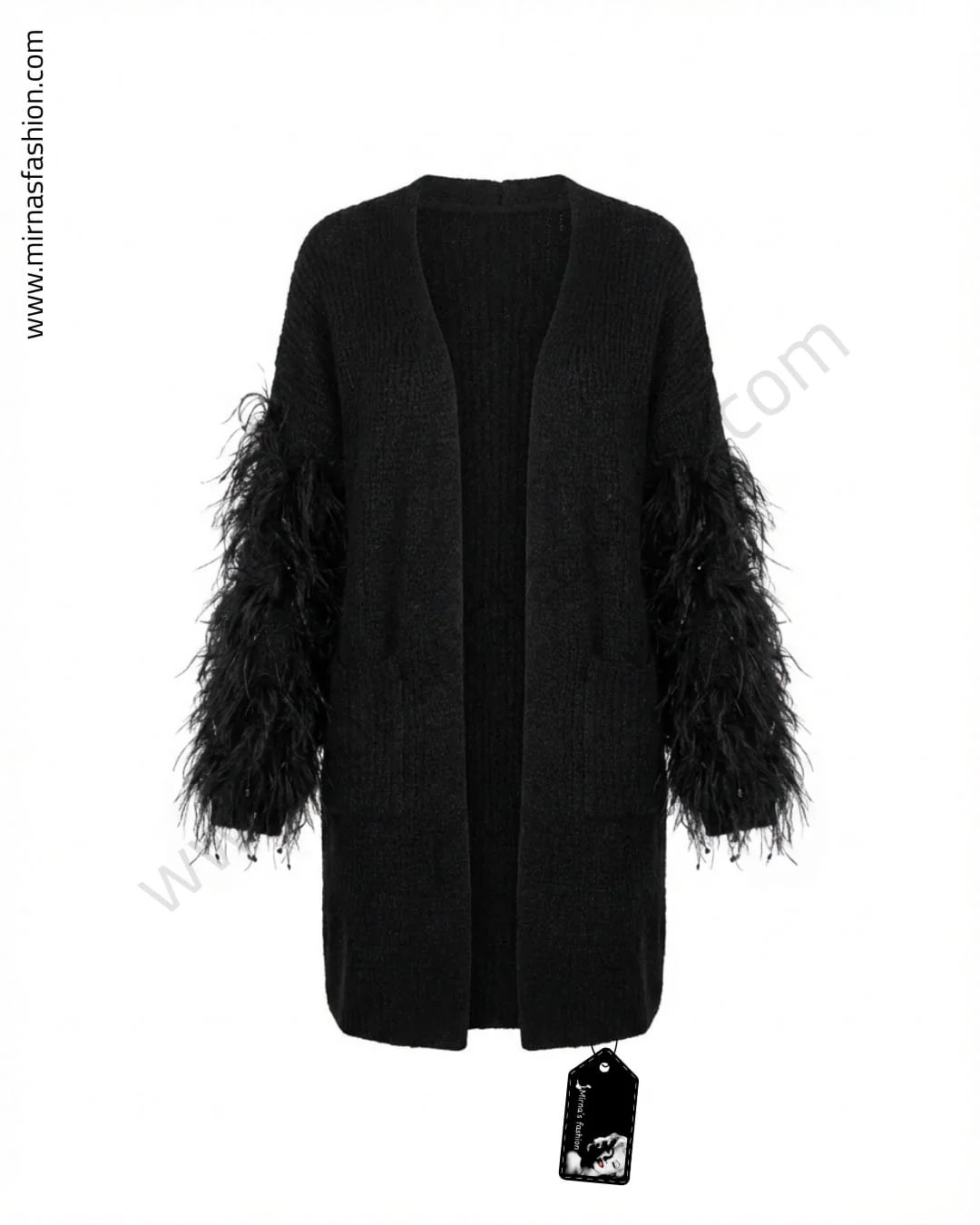Feather-Sleeve Knit Cardigan - Image 1