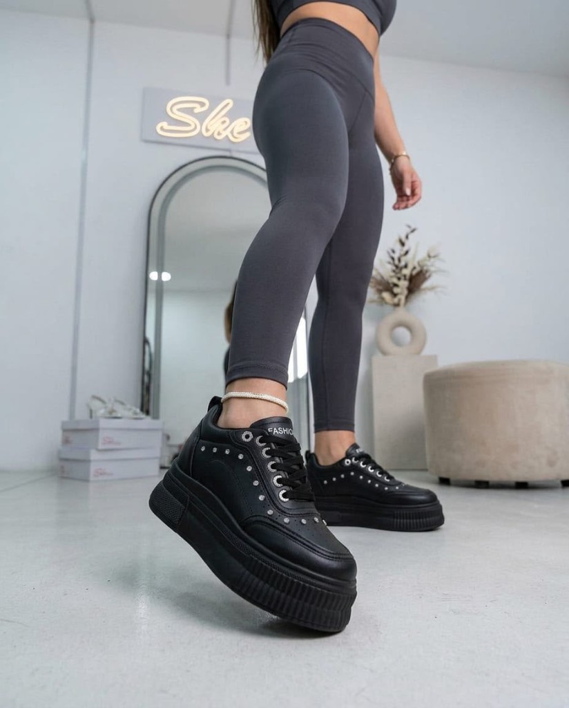 Rhinestone Platform Sneakers - Image 1