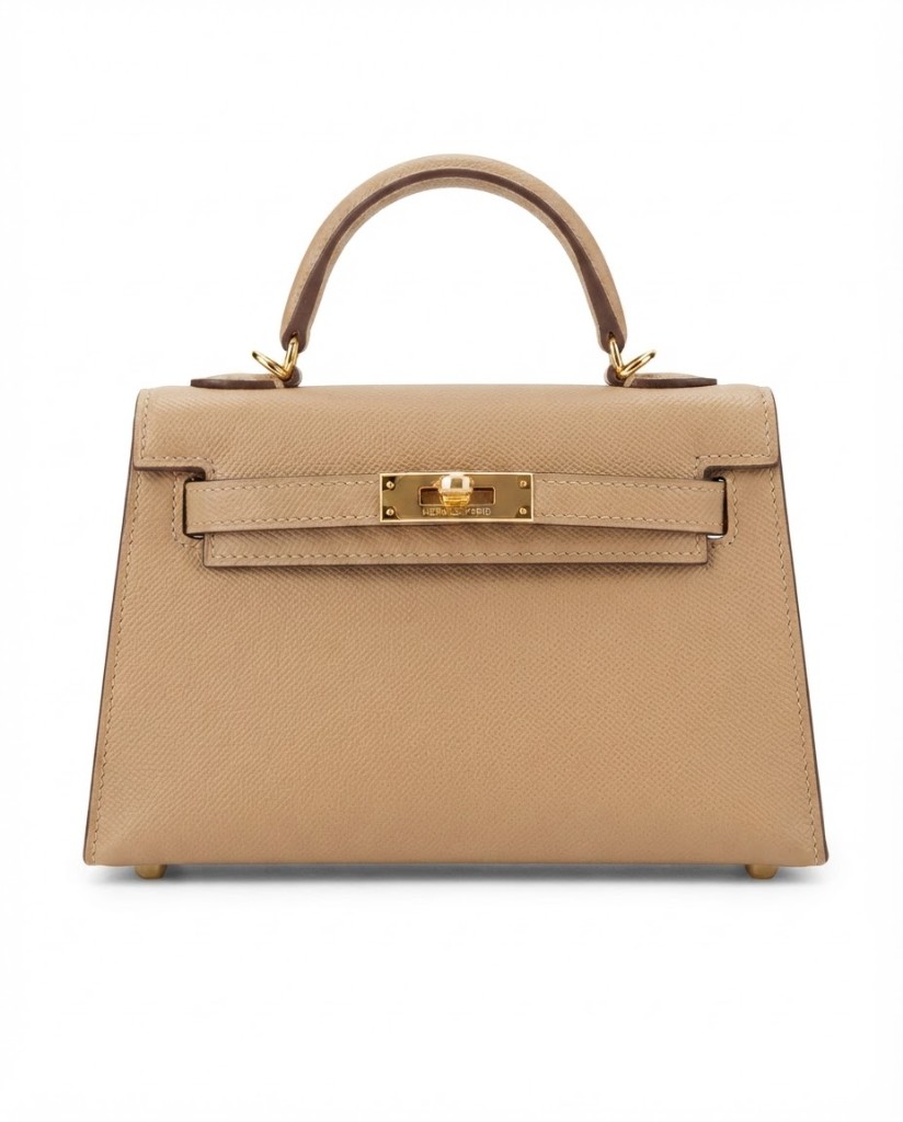 Structured Single Top-Handle Flap Bag — Beige - Image 1