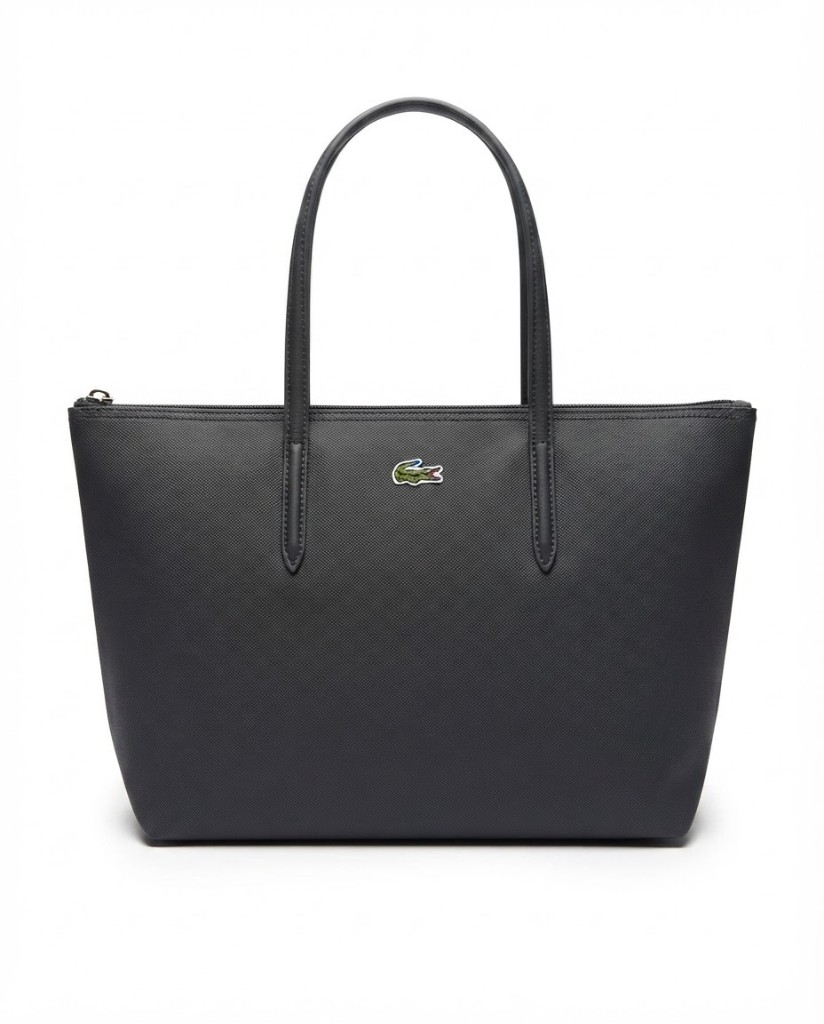 Textured Zip Tote — Black - Image 1