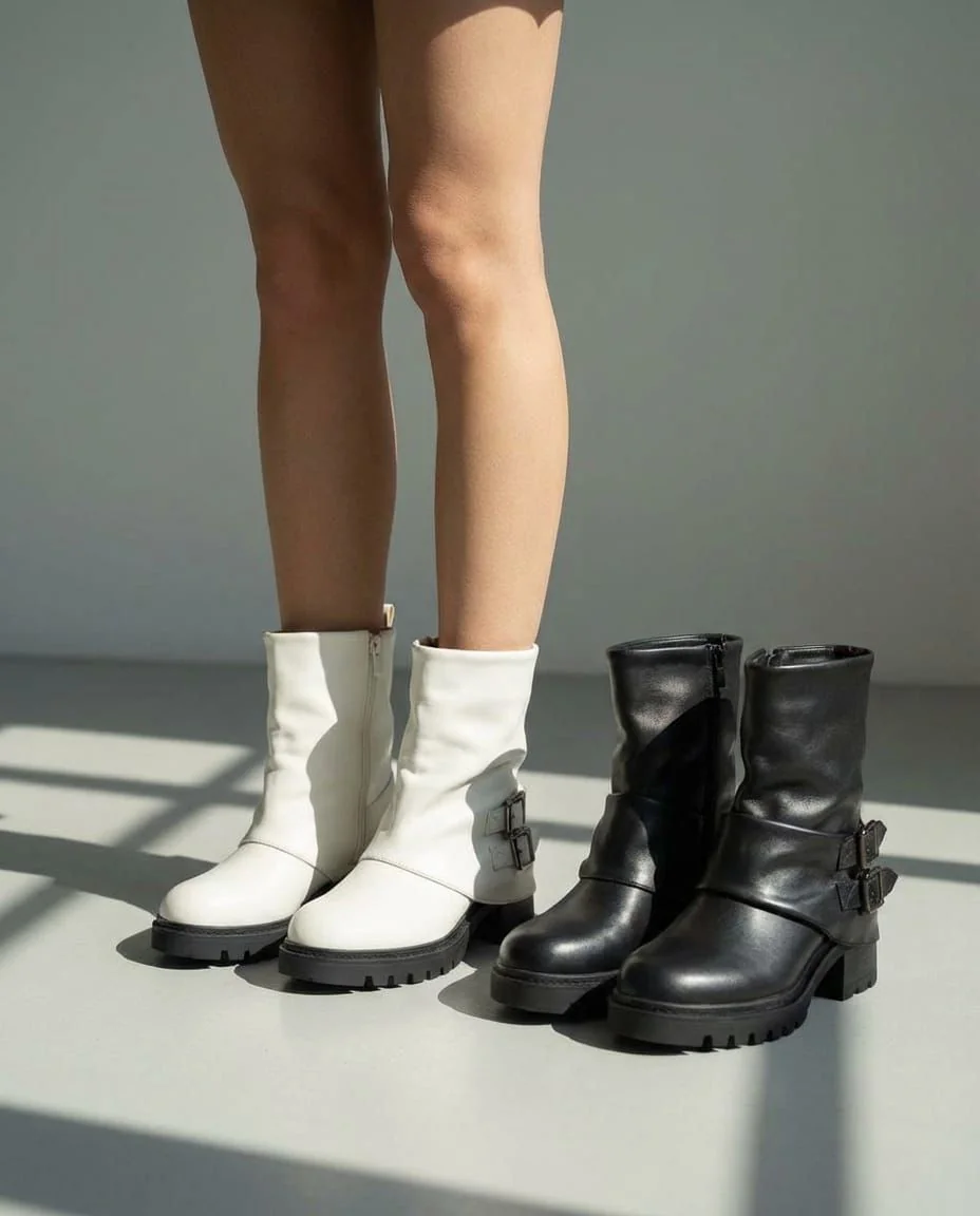 Shark-Sleeve Classy Leather Demi Boots - Image 1