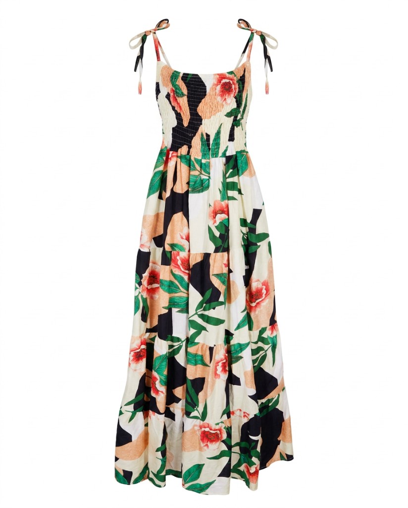 Tropical Floral Tiered Maxi Dress - Image 1