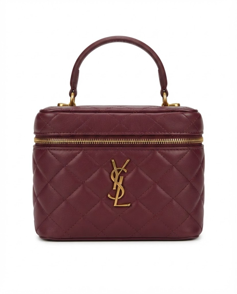 Saint Laurent Quilted Leather Vanity Bag — Burgundy - Image 1