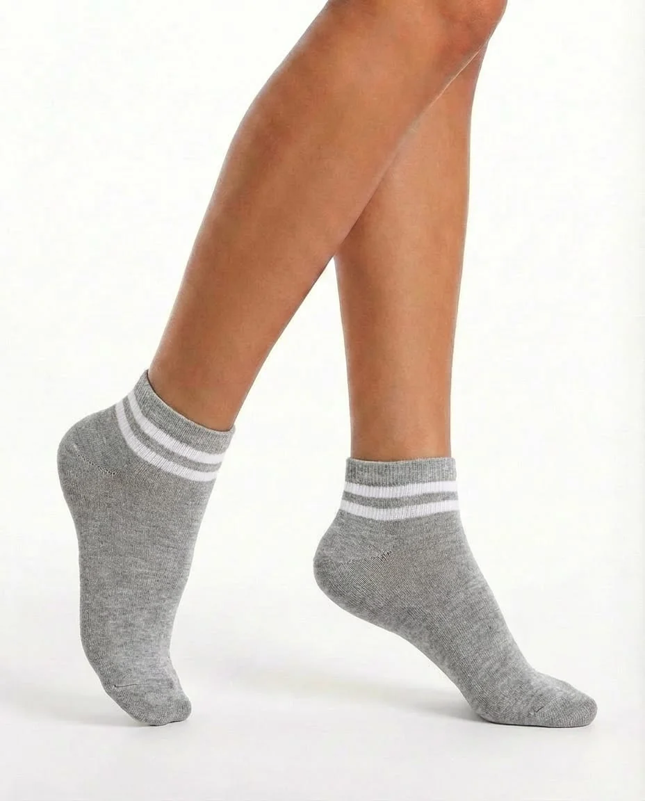 Striped Cuff Egyptian Cotton Ankle Socks - Image 1