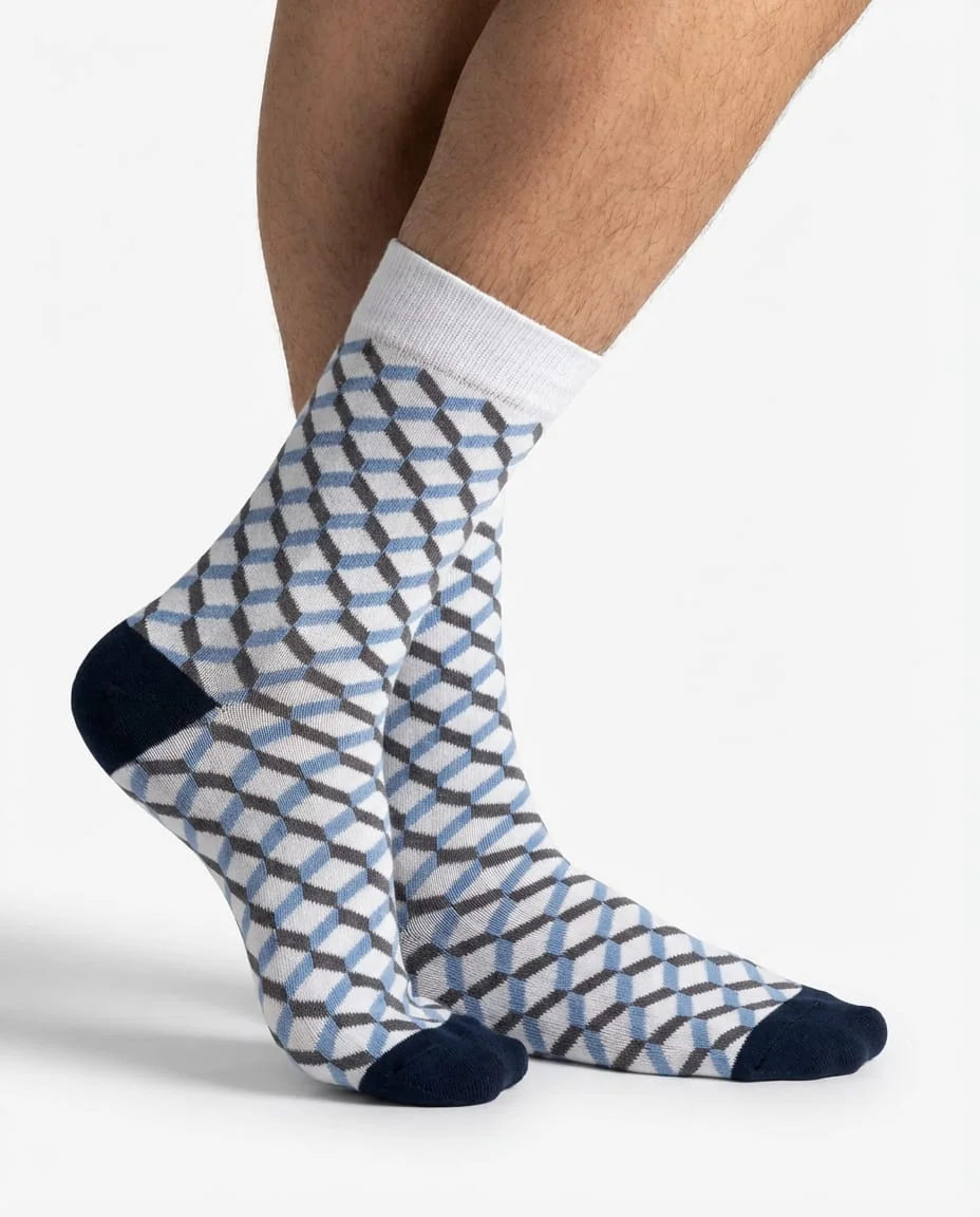 Geometric Cube Egyptian Cotton Socks - Image 1